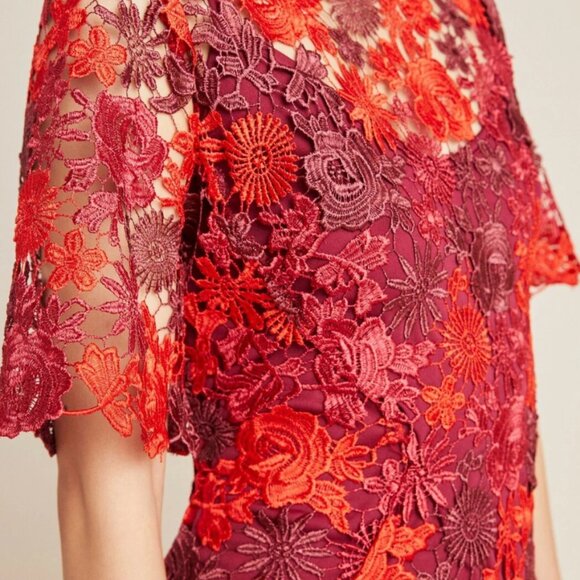 NWT ANTHROPOLOGIE BRIGITTE EMBROIDERED LACE FLORAL DRESS by EVA FRANCO Size 2 - Picture 3 of 5